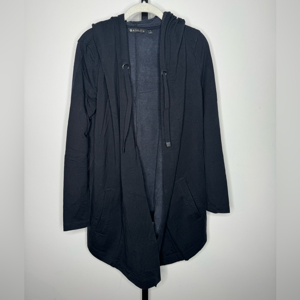 Athleta Black Open Front Hooded Sweatshirt - Size Small